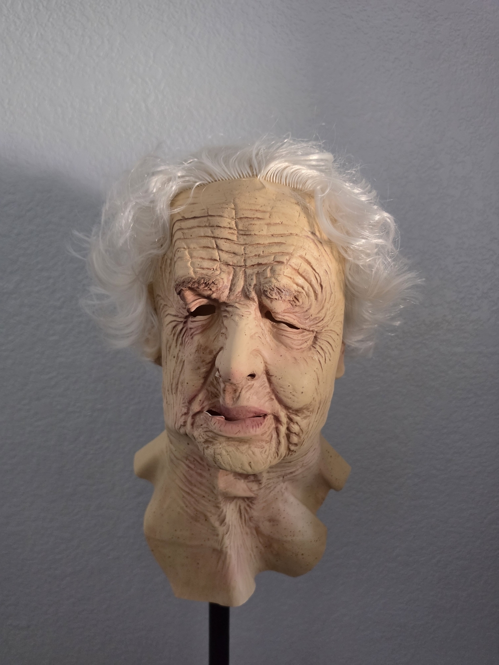Realistic Cream Elderly Woman Sculpture Bust